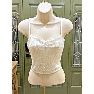 Refuge white lace cropped tank top size L